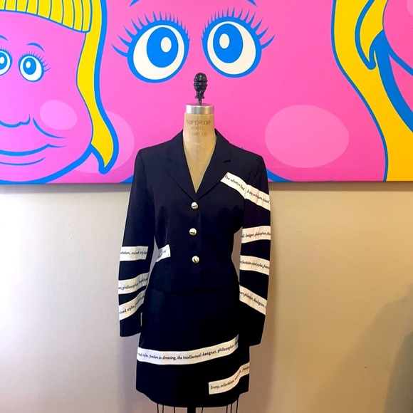 Moschino Dresses & Skirts - Moschino Black White Striped Skirt Suit The Nanny
